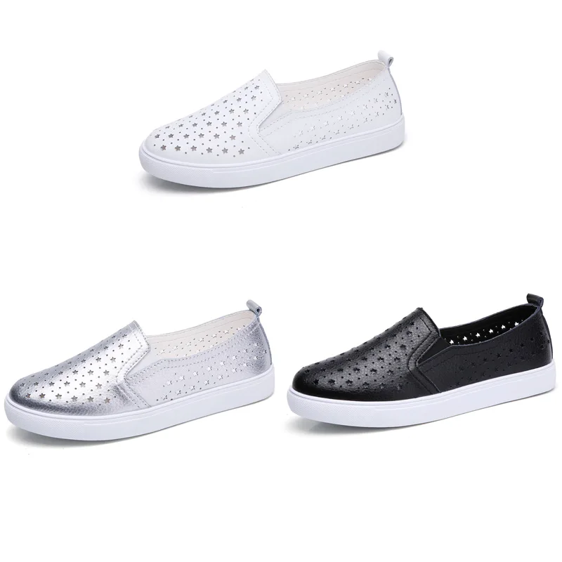 Mocasines planos de cuero sin cordones para mujer, zapatos informales cómodos de punta redonda, para verano. - Image 3