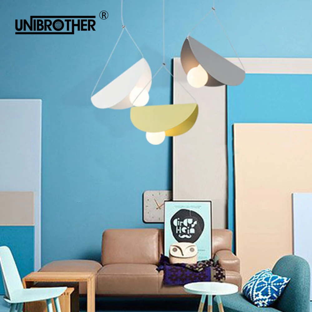 

geometry iron pendant lights lamp Simple postmodern hanging lamps Nordic creative color restaurant bedroom children's room