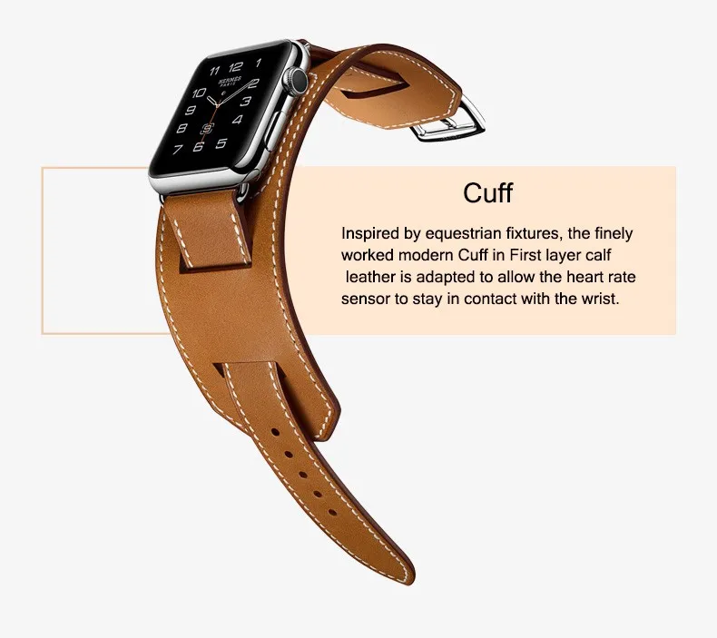Хорошее качество Браслет-манжета ремешок для Apple Watch ремешок 44 мм 42 мм 40 мм 38 мм Натуральная Кожа Замена для iWatch серии 5 4 3 2