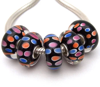 

JGWG1797 5X 100% Authenticity S925 Sterling Silver Beads Murano Glass beads Fit European Charms Bracelet diy jewelry Lampwork