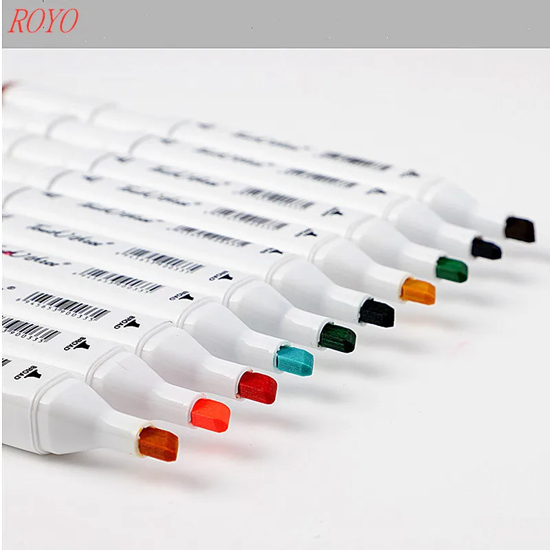 T3-60 Colors Dual Tips Permanent Marker Pens, Alcohol Based Markers Colored Artist Drawing Marker Set with Carrying Case