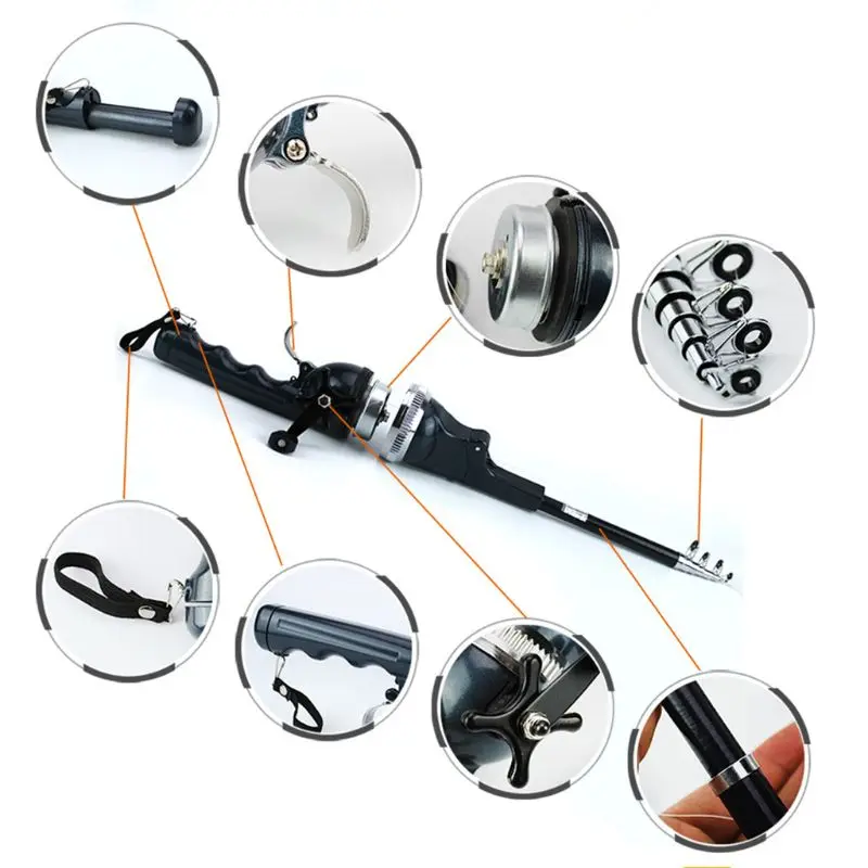 Telescopic Mini Fishing Rod Fiberglass Folding Rod Fishing Spinning Rod