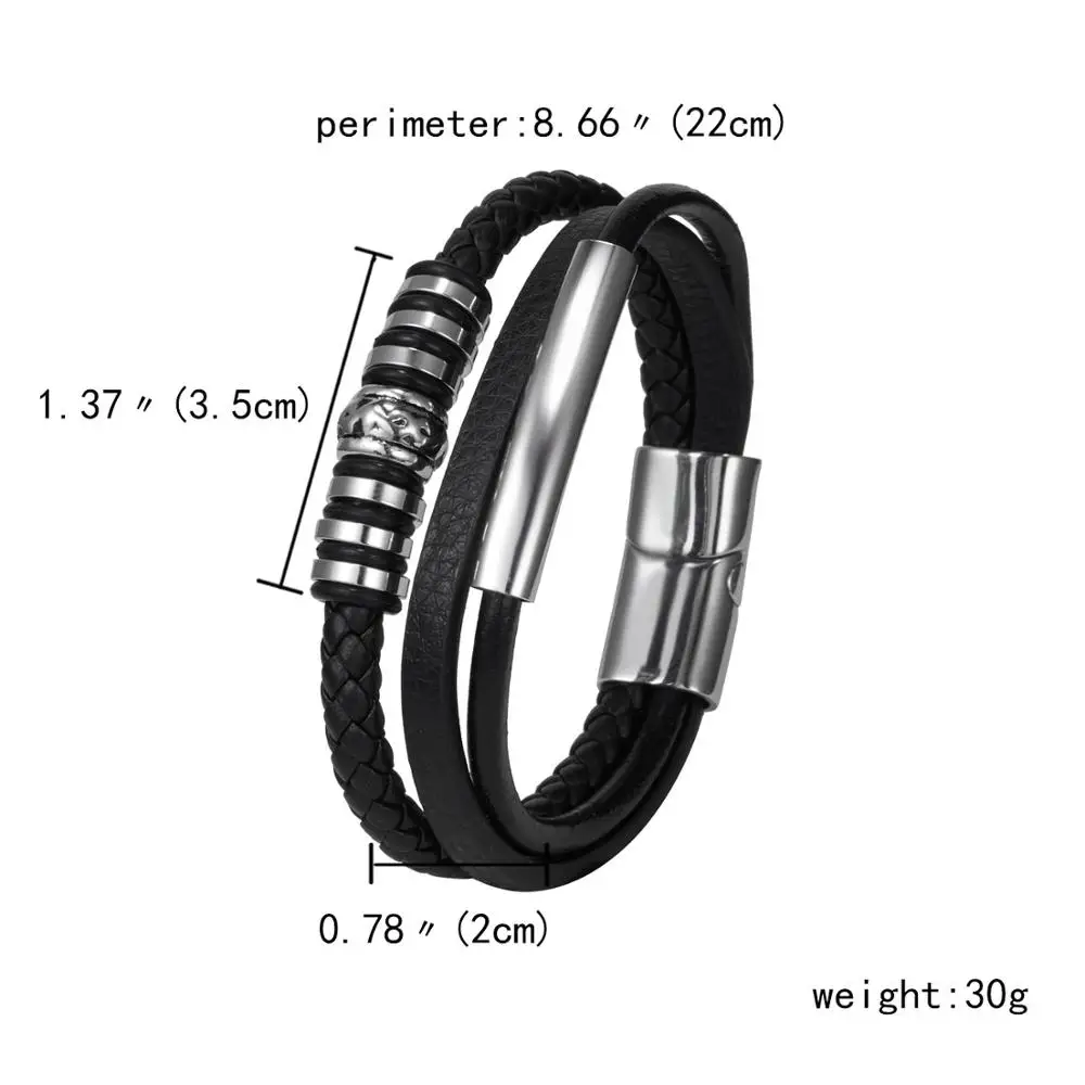 Многослойный мужской тканый кожаный браслет ручной работы кожа цепь плетеный человек мода магнит браслет на застежке Ювелирные изделия Подарки - Окраска металла: 1