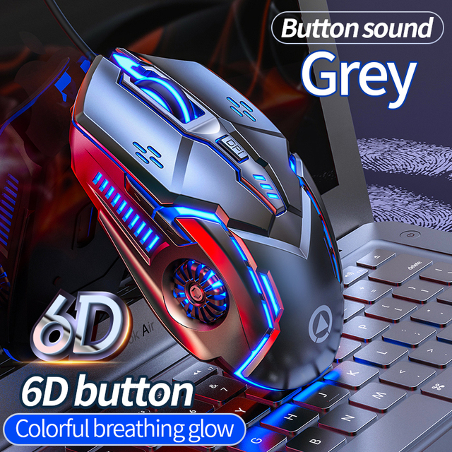 Gaming Mouse Wired Silent Competitive Wheel Mechanical  Mode Game 6 Key 4DPI Colorful Lamp Mause For Laptop Computer Office