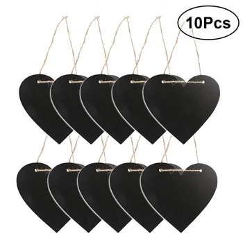 

10pcs Creative Decoration Double Small Sided Lanyard Blackboard Heart Shape Pendant with Double Holes(Black)
