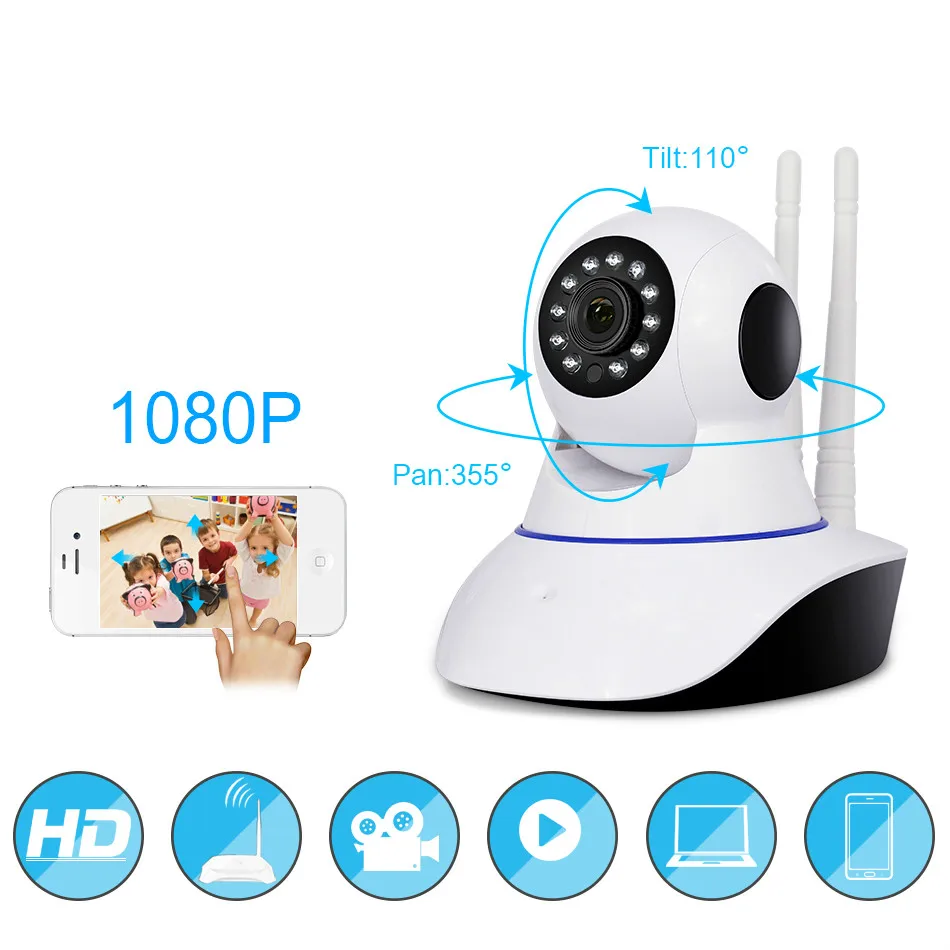 

Home Security 1080P 3MP Wifi IP Camera Audio Record SD Card Memory P2P HD CCTV Surveillance Wireless Camera Baby Monitor