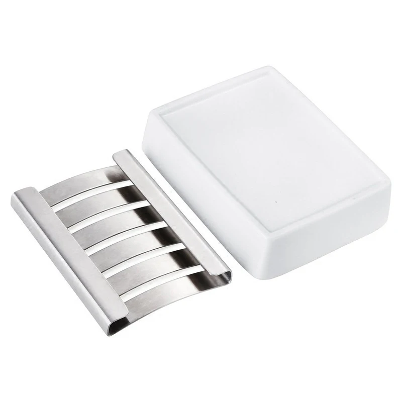 

1 Piece Box Dish Drain Home Bath Soaps Holders 304 Stainless Steel Innovative Handmade Ceramic Soap Holder Storage Shelves Racks