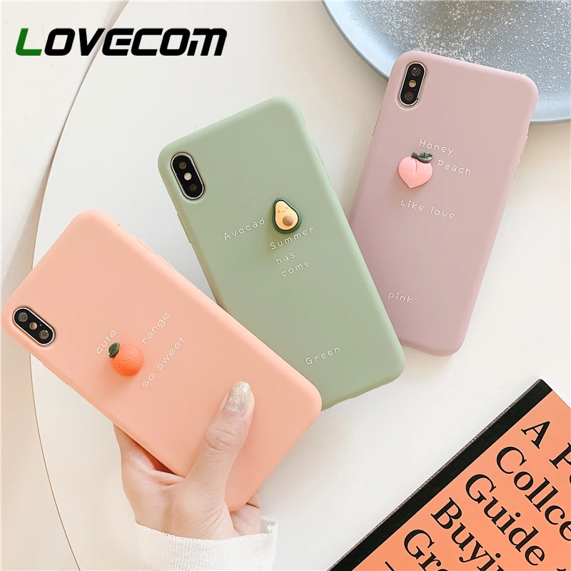 Чехол для телефона LOVECOM карамельного цвета с 3D фруктами iPhone 12 11 Pro Max XR XS 6 6s 7 8 Plus X