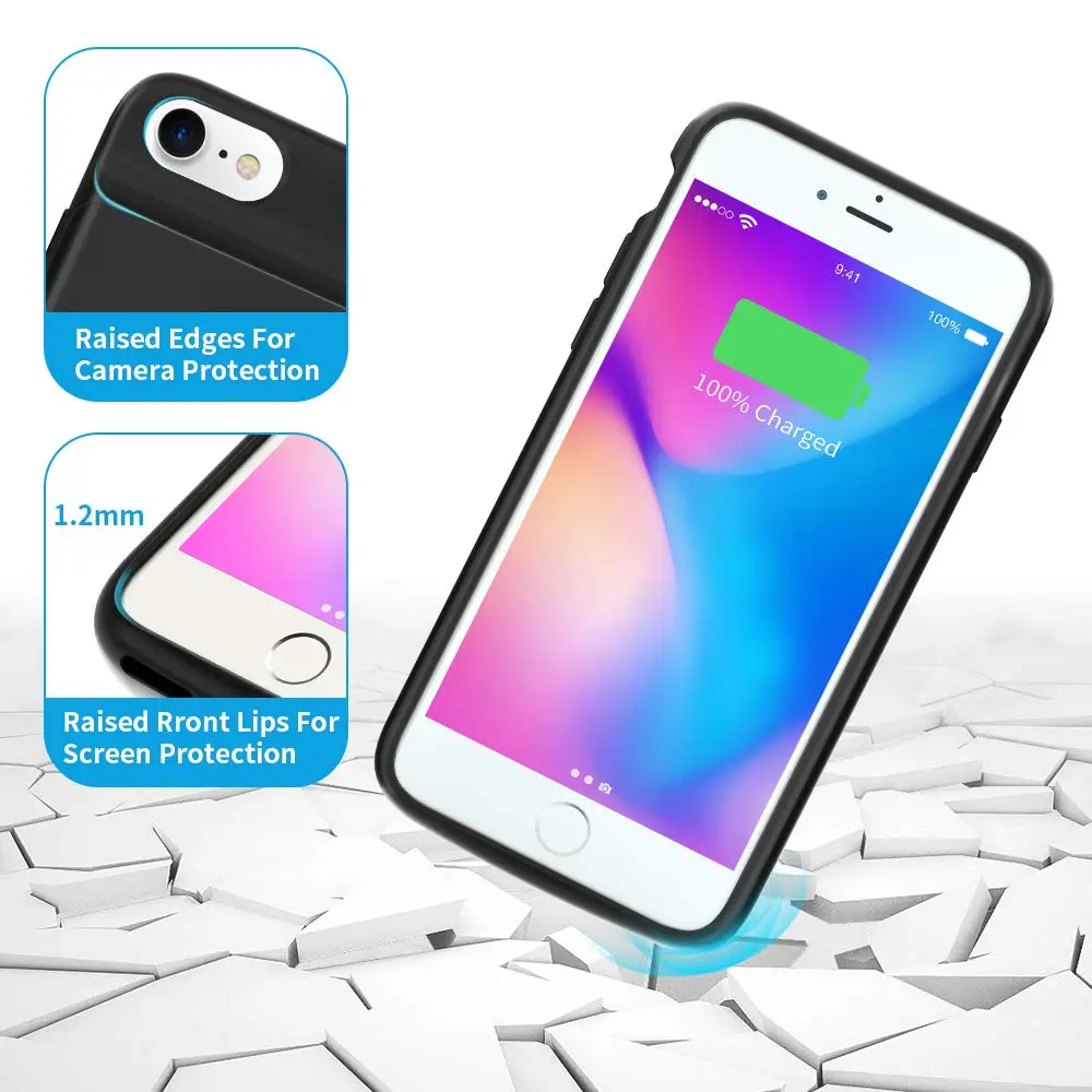 DERY Battery Case for iPhone 6 6s 3200mAh Wireless Charging Battery Case Compatible with iPhone 6 6