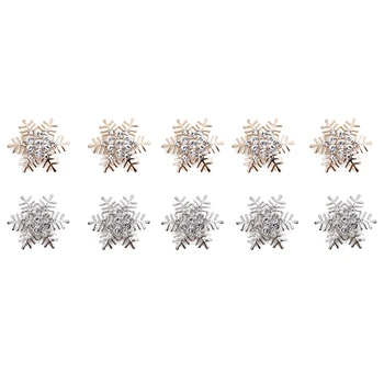 

10Pcs Christmas Napkin Rings Alloy Rhinestone Napkin Buckle Napkin Holder Snowflake Circle Hotel Restaurant Wedding Party Table