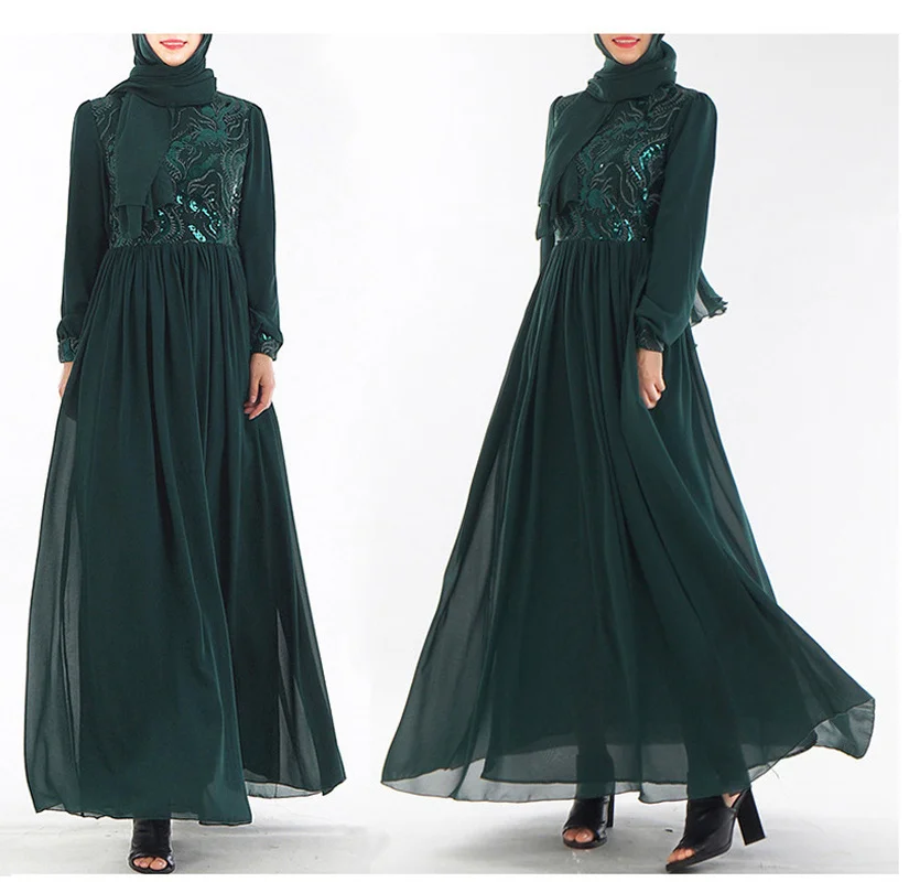 Турецкое мусульманское платье с вышивкой Abaya женское ТРАПЕЦИЕВИДНОЕ ПЛАТЬЕ С