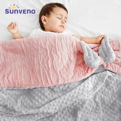 Sunveno Manta de lana suave para bebé, edredón de felpa de muselina con respaldo punteado de doble capa para recién nacido, colcha de invierno para cuna y cochecito