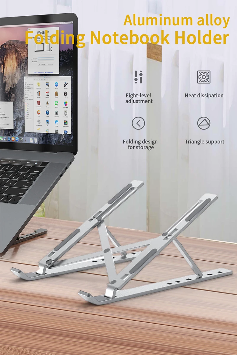 Description Picture 2 of itemAdjustable Foldable Laptop Stand Holder For Macbook Notebook Portable Aluminum Computer Desk Office Table PC Base Bracket