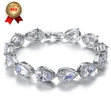 Натуральный белый браслеты для Женские аксессуары роскошный кубический цирконий с фианитами в форме капли Камень для свадьбы ювелирные изделия