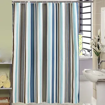 

Striped Bathroom Shower Curtains Polyester Bathroom Curtains with Plastic Hooks Mildewproof Waterproof Shower Bath Curtains