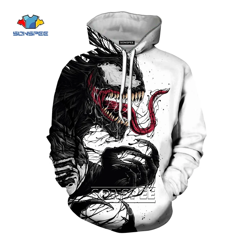 SONSPEE venom ЧЕРНЫЙ КРАСНЫЙ паразит аниме 3D принт для женщин мужчин Толстовка Топ хип хоп Толстовка с длинным рукавом Harajuku толстовки женские C12