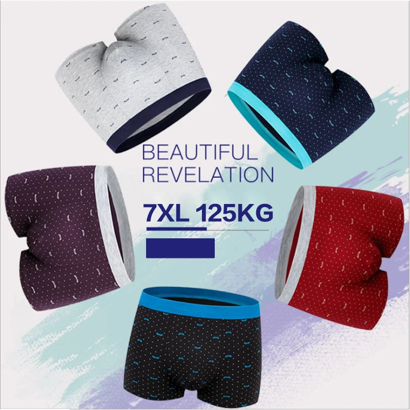 

Boxers Men 100KG L-7XL Plus Size Large Sizes Breathable Underpants Man Cotton Sexy Shorts Men Breathable Printed Mens Underware