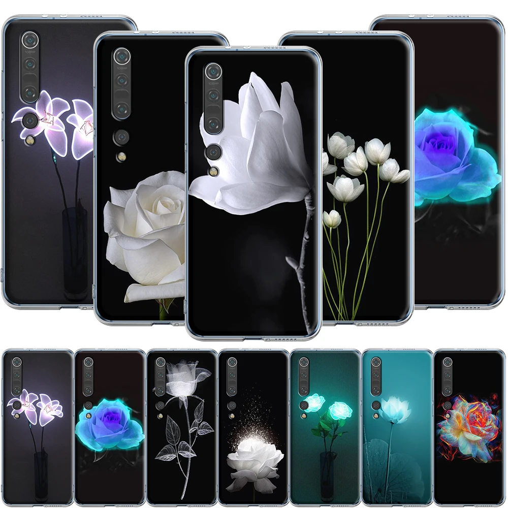 Светящаяся Роза красивый силиконовый чехол для Xiaomi MI Note 10 A3 A2 A1 9T 9 8 6 Max 3 SE Pro Lite