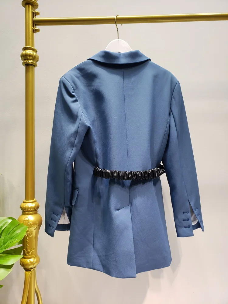 autumn elastic leather belt, a variety of wearing a split slit slim suit jacket