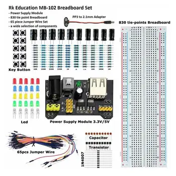 

MB102 Breadboard Capacitor LED Buzz-er Resistor Electronic Component Kit Set