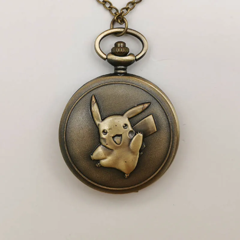 

Retro Small Bronze Pocket Watch Anime Necklace Vintage Bronze Pendant Women Fob Watch with Necklace Chain Girl Children TD2146