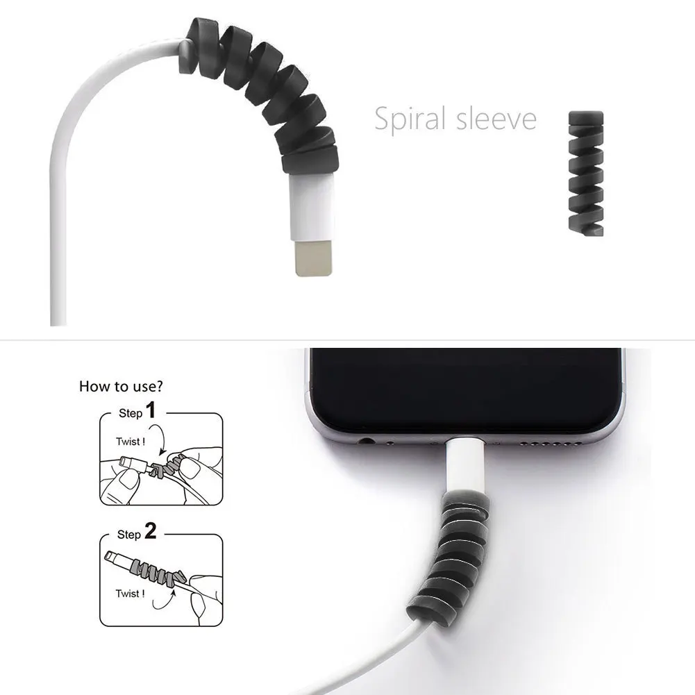 12 шт. спиральный кабель протектор линии передачи данных силиконовый моталка защитный для Iphone Android usb зарядка наушники чехол B4