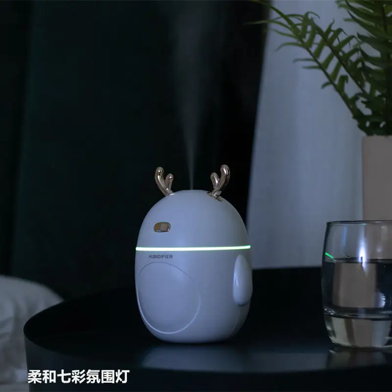 320ml Portable Deer Air Humidifier Aroma Essential Oil Diffuser Ultrasonic Mist LED NightLight Humidifier Fogger Christmas Gift