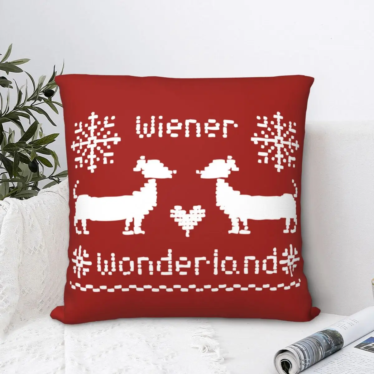 

Квадратная Подушка-чехол с таксой, сосиской, 45*45 см