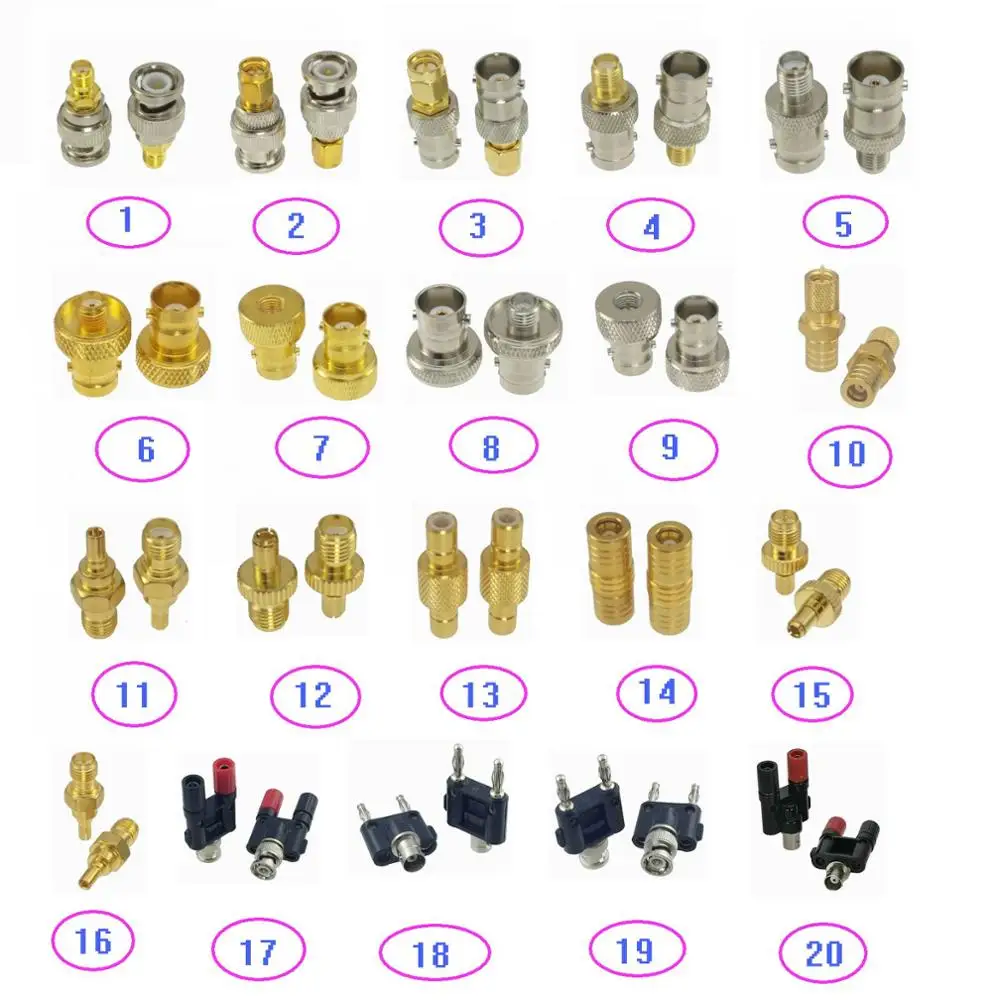 

5pcs Adapter Connector BNC / SMA / RP-SMA / SMB to SMA / Microdot / CRC9 / TS9 / SMB / Banana RF Coaxial Straight