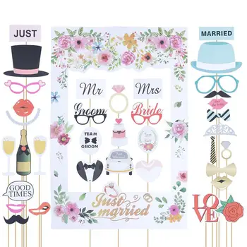 

37pcs Photo Props Creative Lightweight Beautiful Wedding Photo Booth Props Photography Accessories for Bride Guests Bridesmaid