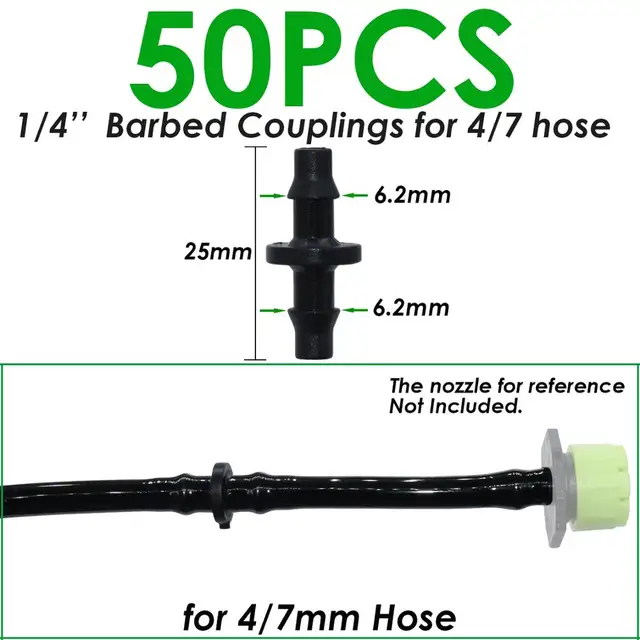 Sprycle 50 Pc 4/7 Mm -Es Műanyag Tengelykapcsolók Dupla Szöges Csatlakozó 1/4 "-Es Csövek Tömlő Javító Póló Csepegtető Kerti Üvegház - Image 6