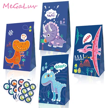 

6Pack Dinosaur Goodie Candy Treat Bags Box Dino Theme Kids Birthday Roar Party Favor Baby Shower Party Supplies