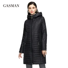 GASMAN 2021 new Women's spring jacket long thin cotton zipper hooded fashion parka coat women lightweight autumn jackets 20155