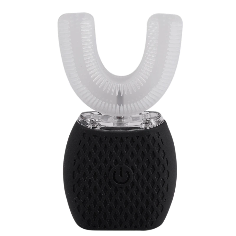

360 Degree Wave Brush Intelligent Automatic Sonic Lazy Electric Toothbrush USB Rechargeable Ultrasonic U Shape Blue Cold Light