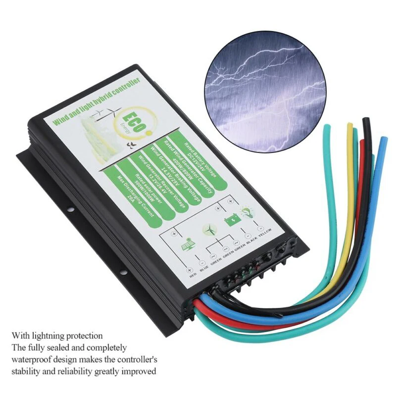 

Regulator Charge Controller Waterproof Black 12V/24V 400W/800W Replacement