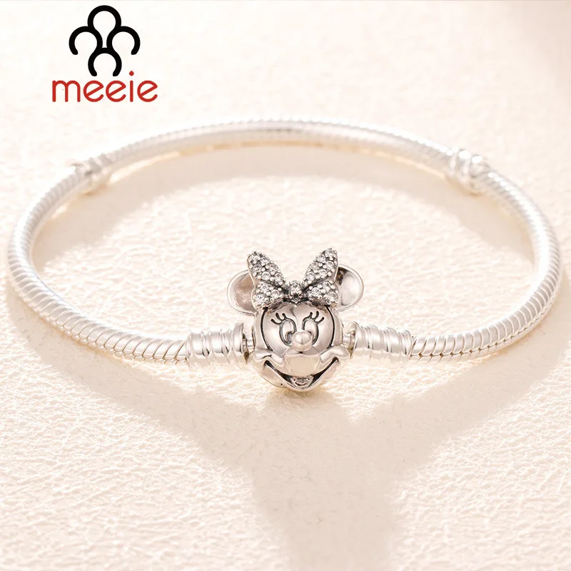 Authentic S925 Sterling Silver Mickey Bracelets Fit Original Bracelet For Women Jewelry Fashion Snake Chain Bangles DIY | Украшения и