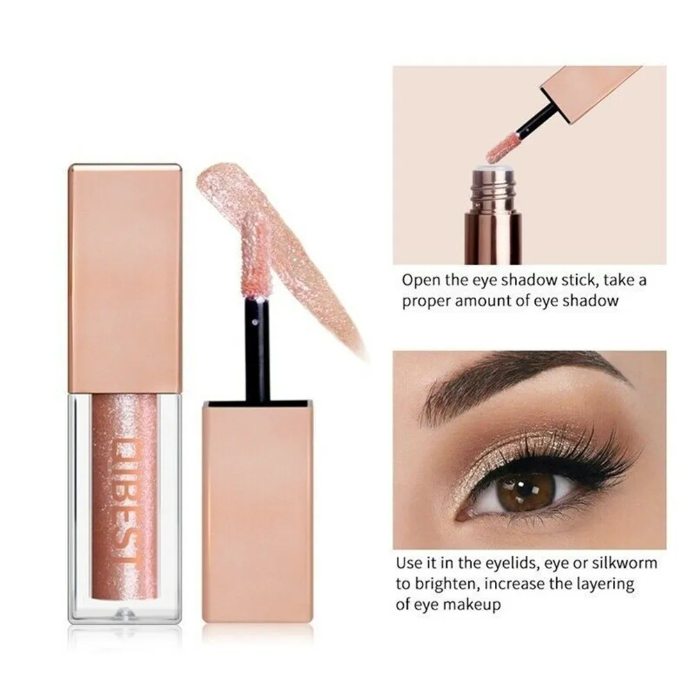 QiBest 15 Colors Glitter Liquid Eyeshadow Waterproof Lasting Shimmer Metallic Easy To Makeup Professional Eye Shimmer Eyeshadow