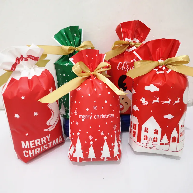 

Cute 50 pcs Christmas Gift Bags Santa Claus Christmas Tree Packing Bags Happy New Year Christmas Candy Bags Durable Storage Bag
