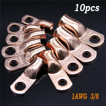

10pcs Wire Ring Terminal Copper 1 AWG Gauge 3/8 Connectors Car Audio Terminals Non-insulated Crimp Terminals Connectors