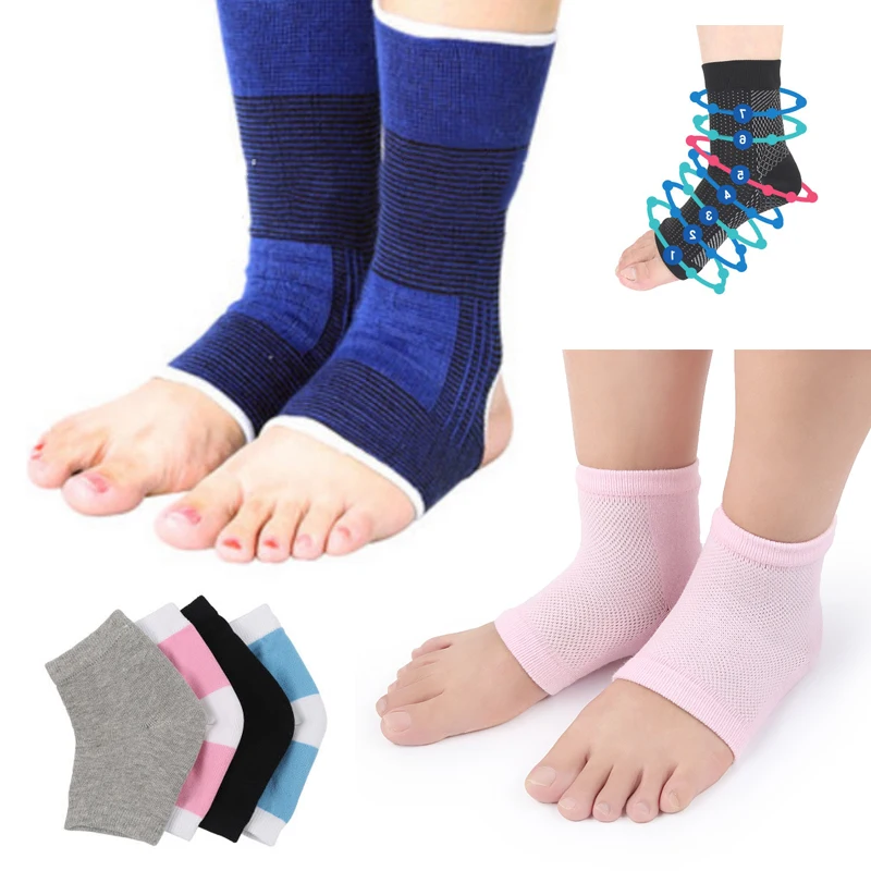 1pair Anti Fatigue Outerdoor Foot Sleeve Sock Elastic Comfort Compression Breatheable Heel Support Pain Relief Foot Care Sock