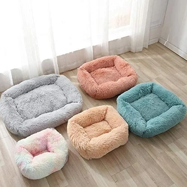 Square Dog Cat Bed with side Cover Medium Large Sofa Plush Kennel Winter Warm Puppy Mat Nest Soft House Non-slip Basket Cushion 3