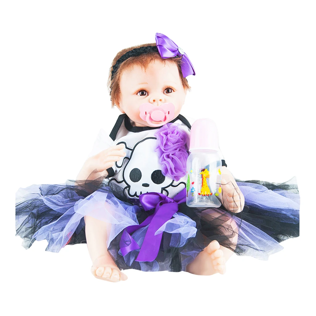 

22inch Reborn Doll Newborn Baby That Look Like Life, Real Touch Silicone Head Limbs and PP Cotton Body, Kids Clothes Model