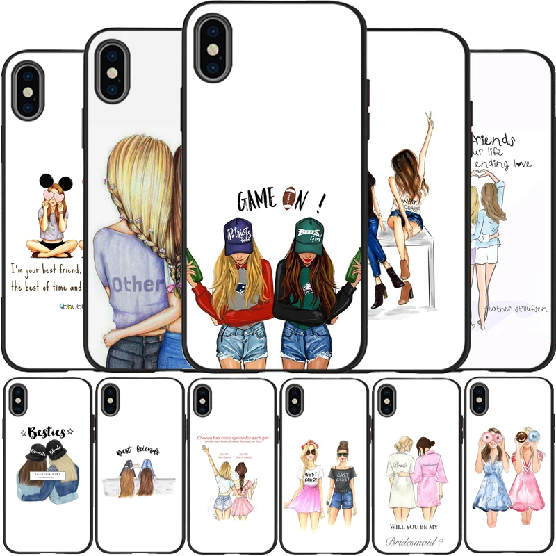 Чехол для девочек Bff Best Friends Forever мягкий силиконовый черный чехол iPhone 5 5S SE 6 plus 7 8 X XR