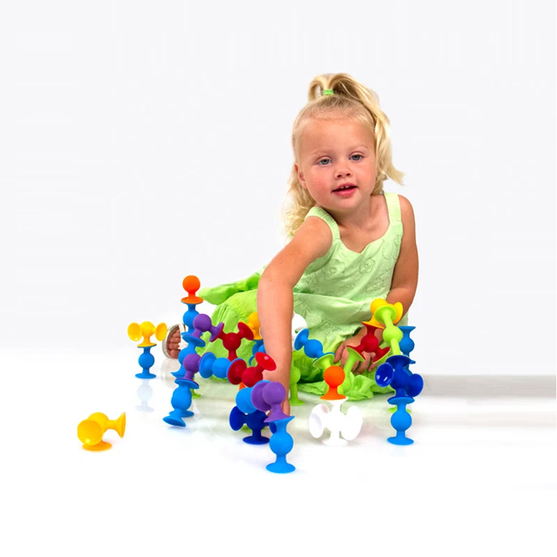 Поп присоски забавные Силиконовые Блоки Мягкие строительные блоки Дети DIY Модель Строительство игрушки для детей мальчиков девочек Рождественский подарок мальчик