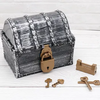 

Gems Holder Children Gift Pirate Treasure Chest Early Learning Plastic Vintage Kids Toys Gold Coins Trinket Storage Box Playset