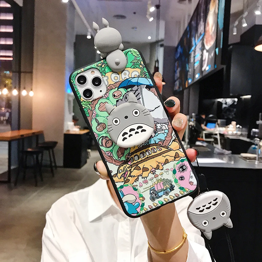 3D милый рисунок «Hello Kitty» Мягкий силиконовый чехол с кронштейном шнурком на шею для samsung S7 S8 S9 S10 плюс A6 J5 J7 J4 Plus A5 A7 - Цвет: 16