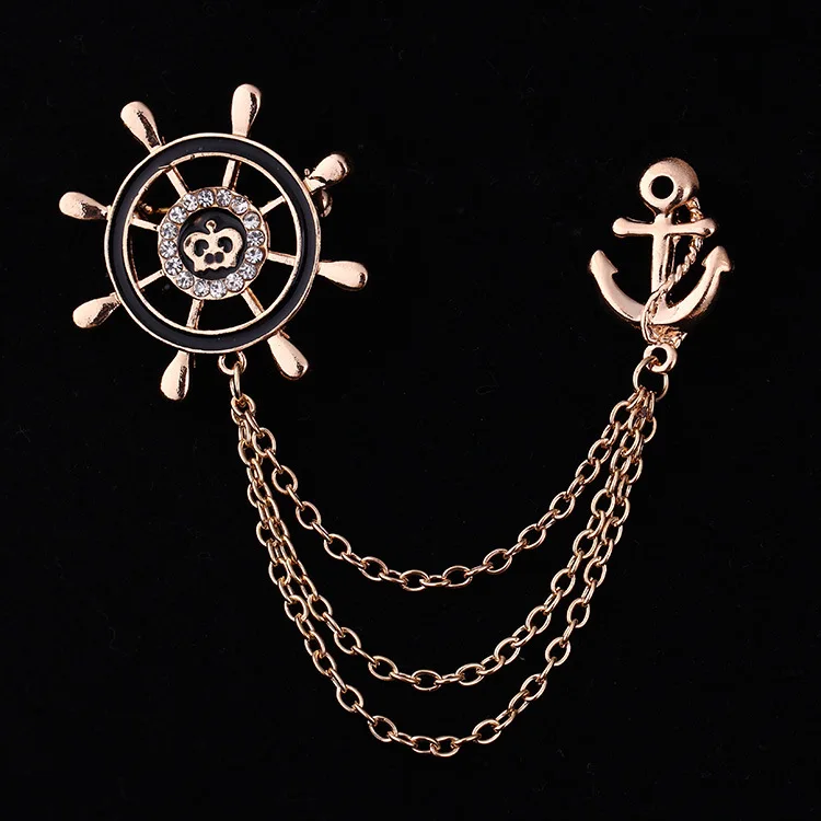 Z97 Korean-style Brooch Versatile Chain Rudder Collar Pin Creative-yi ling jia Bow Tie Suit Accessories Wholesale