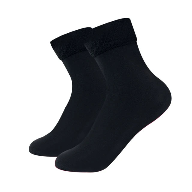 Winter Warmer Women Thicken Thermal Wool Cashmere Snow Socks Seamless Soft Solid Velvet Boots Floor Sleeping Sock for Men Unisex style 1-black