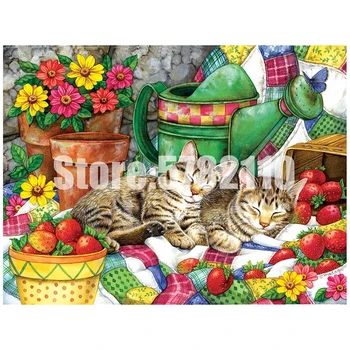 

Diamond Embroidery 5D DIY Diamond Painting Strawberry Sweethearts Cats Cross Stitch Rhinestone Mosaic Home Decor Crafts gifts