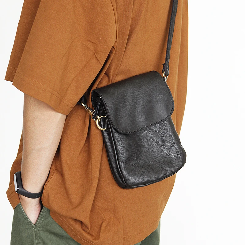 LANSPACE мужская кожаная сумка через плечо из натуральной кожи модная мини мобильный